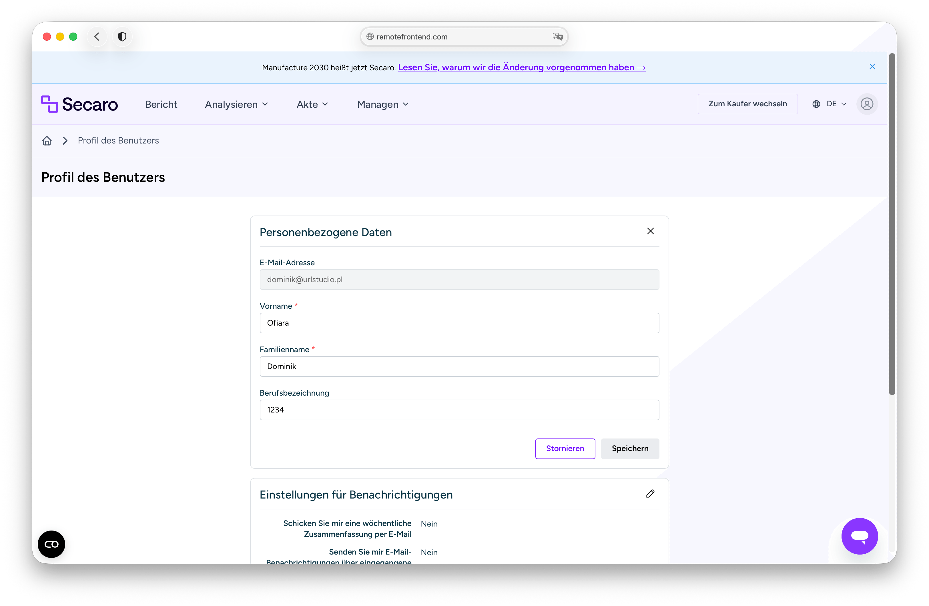 Secaro — Supply Chain Platform — site screenshot